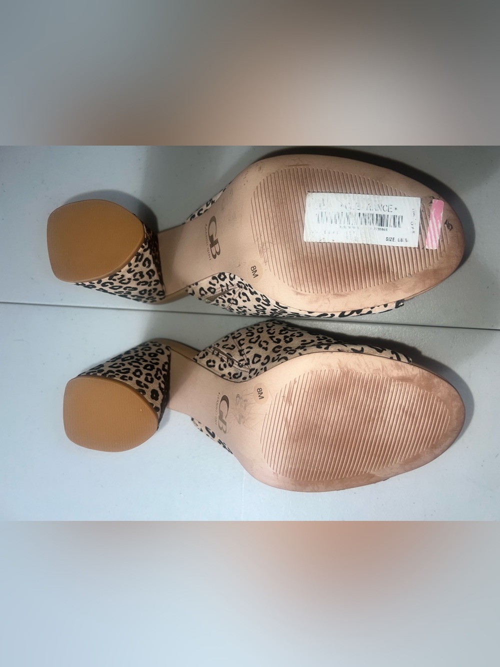 GB Gianni Bini Leopard Print Open Toe Heeled Mules Sandal Slides - Size 8 NWOB - Picture 9 of 9